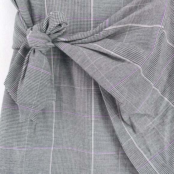 Who What Wear Plaid Mini Skirt Size 2 Preppy Asymmetrical Bow Tie Waist Stretch - Picture 4 of 6